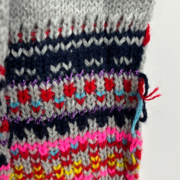 Gap Womens One Size Winter Scarf Heather Gray Multi Stripe Rectangular Acrylic - Picture 3 of 7